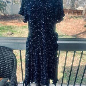 Elegant Navy Polka Dot Dress